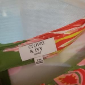 Crown and Ivy orange multi color knee length Petite medium in size